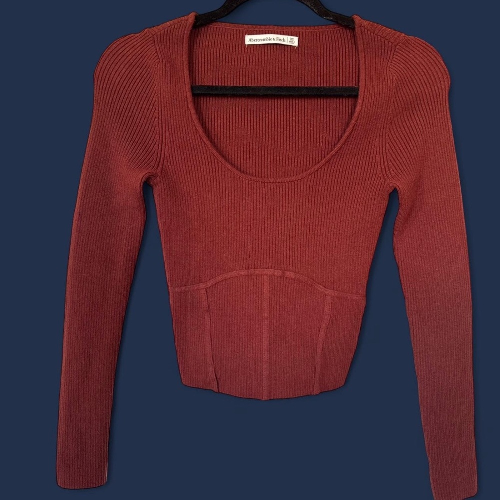 A&F scoopneck corset long sleeve sweater